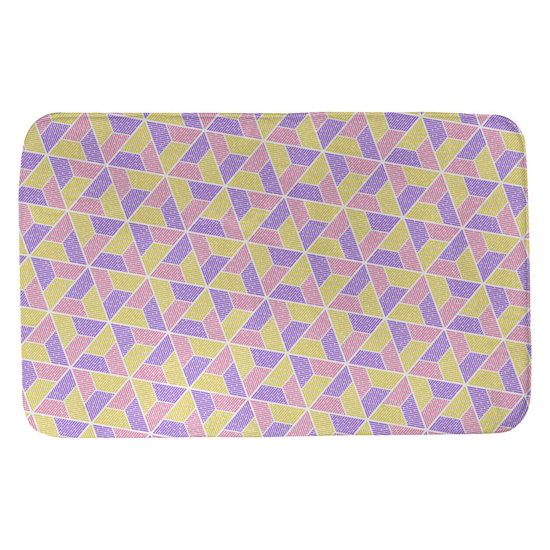 Tapis pour salle de bain katelyn elizabeth trapézoïdals, l 17 po x L 24 po, Jaune/rose/mauve