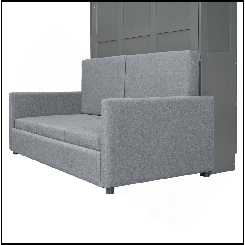 Lit escamotable double pleine grandeur avec coussin, Grey