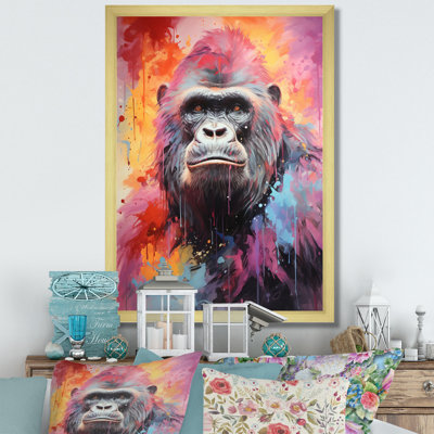 Rose et noir Popart Gorilla - imprimé