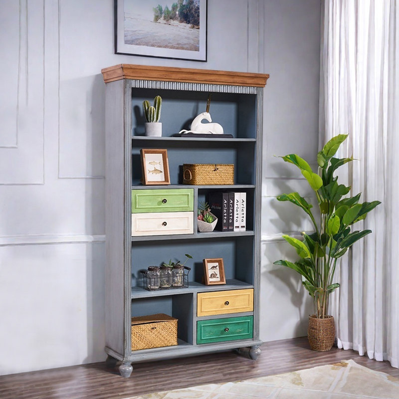 American country style multi-functional bookcase, Grayish Blue