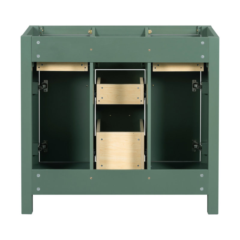 Meuble-lavabo simple 36 po avec 4 tiroirs et 2 armoires, armoire de rangement pour la salle de bain, meuble-lavabo avec cadre en bois massif 36 po