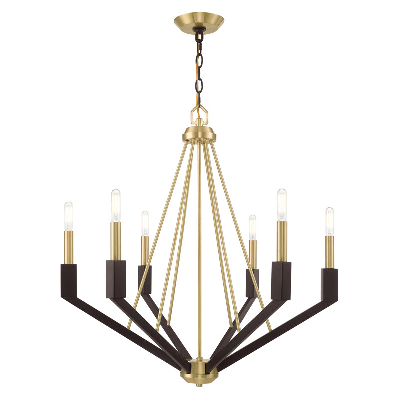 Avangaline 6 - Light Steel Dimmable Chandelier, Satin Brass/Bronze