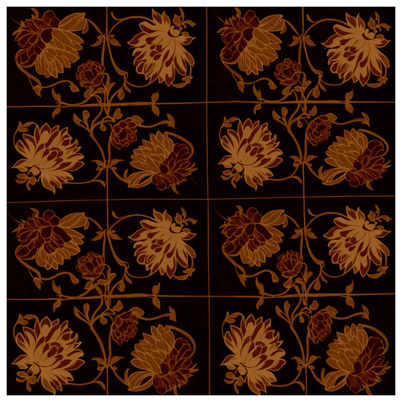 Tapis de bain à motif floral stylisé, L 24 po x L 17 po