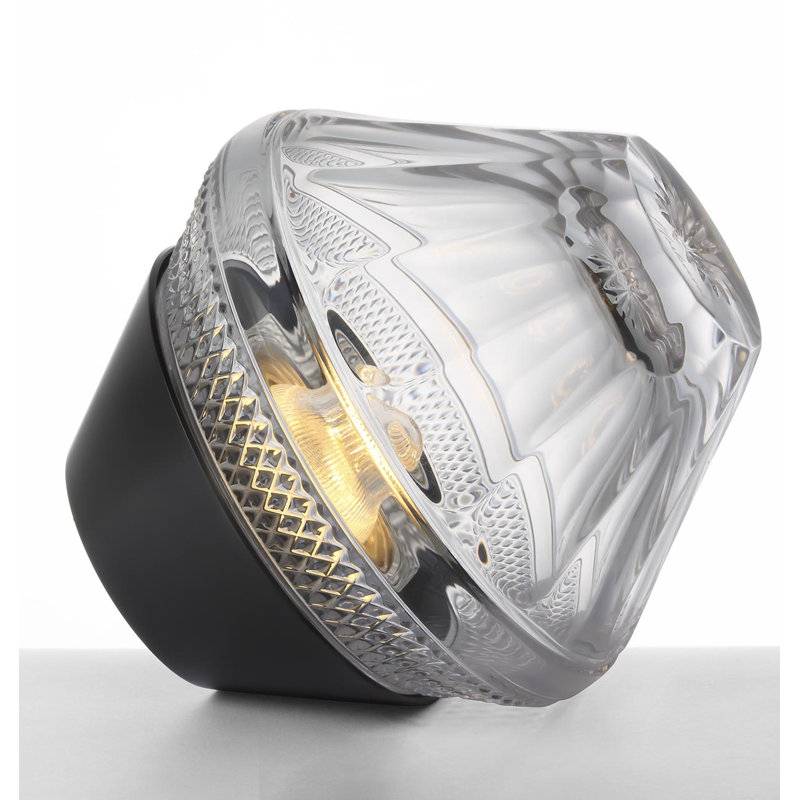 Waterford Copper Coast 5" Rechargeable Accent Lamp with Clear Crystal, Black