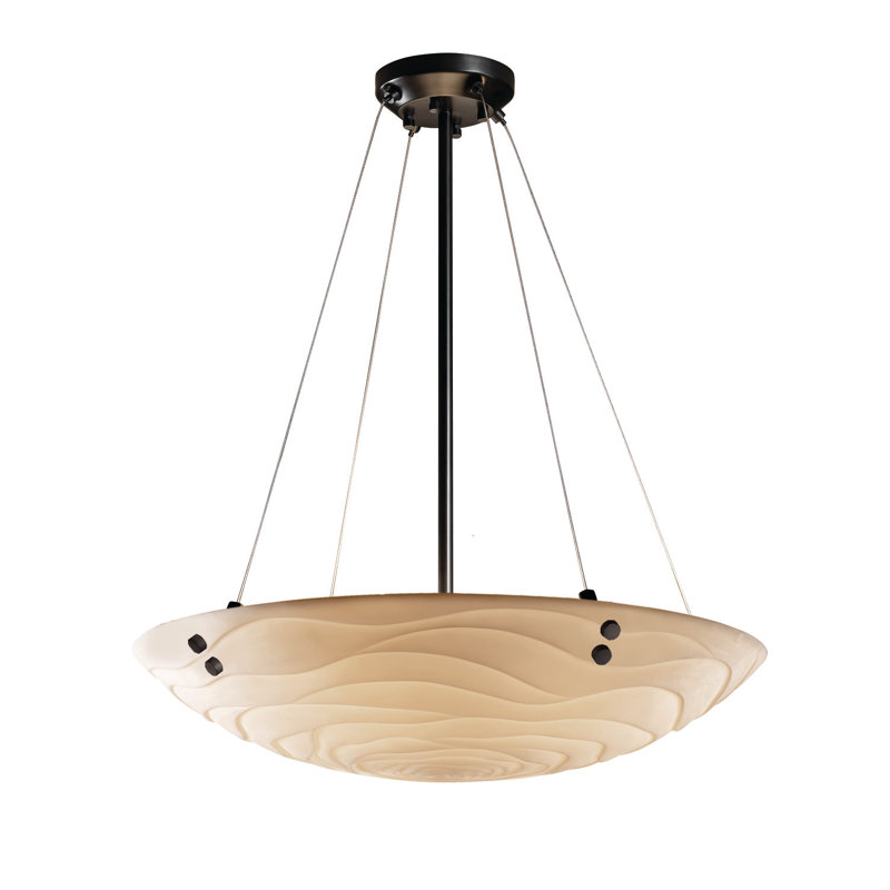 - Light Pendant, Waves, Brushed Nickel, Pair Square with Points Finials