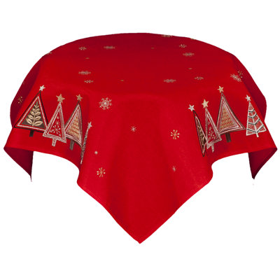 Red Modern Geometric Christmas Tree Table Topper (34" Sq)
