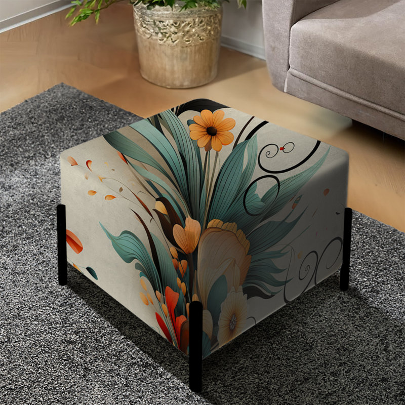 Retro Bouquet Revival - Repose-pieds éclectique carré