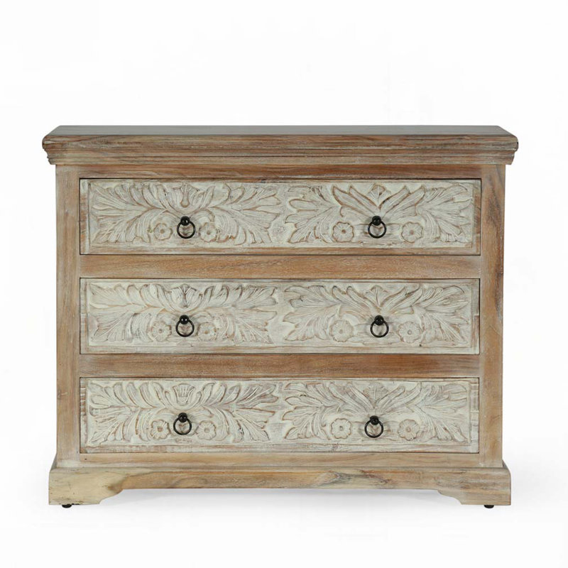 Commode 3 tiroirs en bois d'acacia