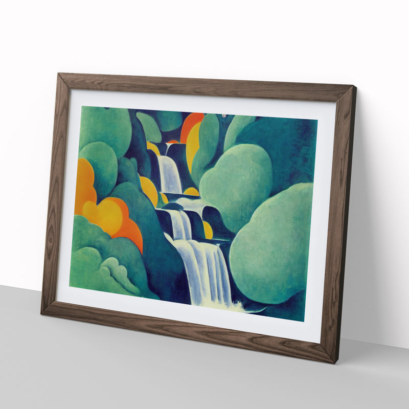 Exclusive Waterfall Abstract - Single Picture Frame Print, 46cm H x 64cm W x 2cm D, Walnut