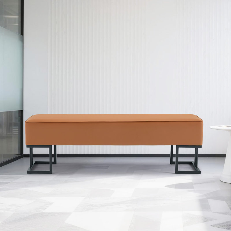 Banc de réception en similicuir brun 55,1 po, Noir, Brun