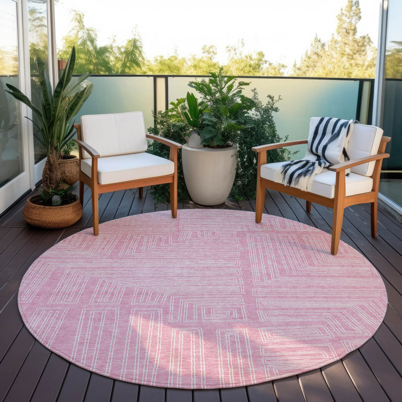 Tapis lavable intérieur / extérieur rose Clayra , 8 pi x 8 pi
