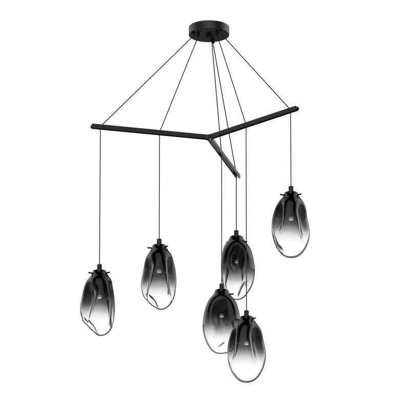Luminaire suspendu en grappe 6 lumières, Fondu de fumée