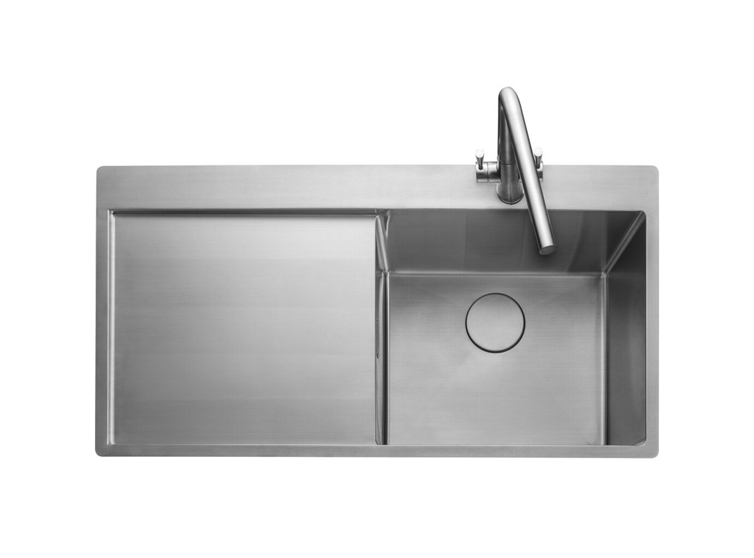 Rangemaster Sink & Taps 500mm W Single Bowl Stainless Steel Drop-In Kitchen Sink with 1 Faucet Hole