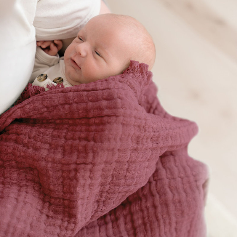 Blush Ombre Muslin Blanket, Orchid