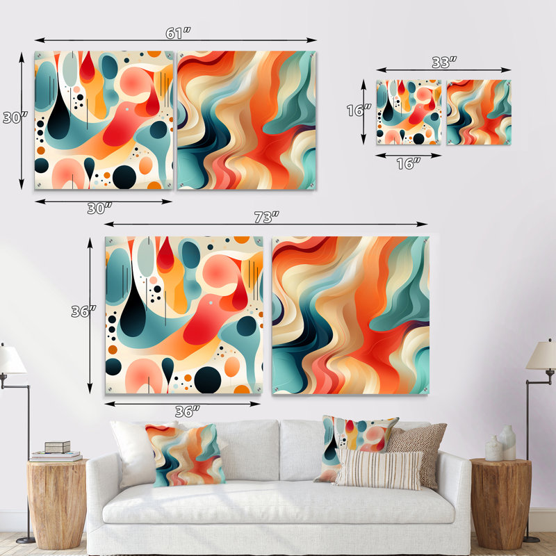 Daijuan - Ensemble de 2 peintures murales abstraites en acrylique, H 36 po x l 73 po