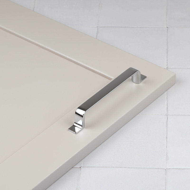 Strap Style Bar Handles in Multiple Finishes, Chrome, 160mm
