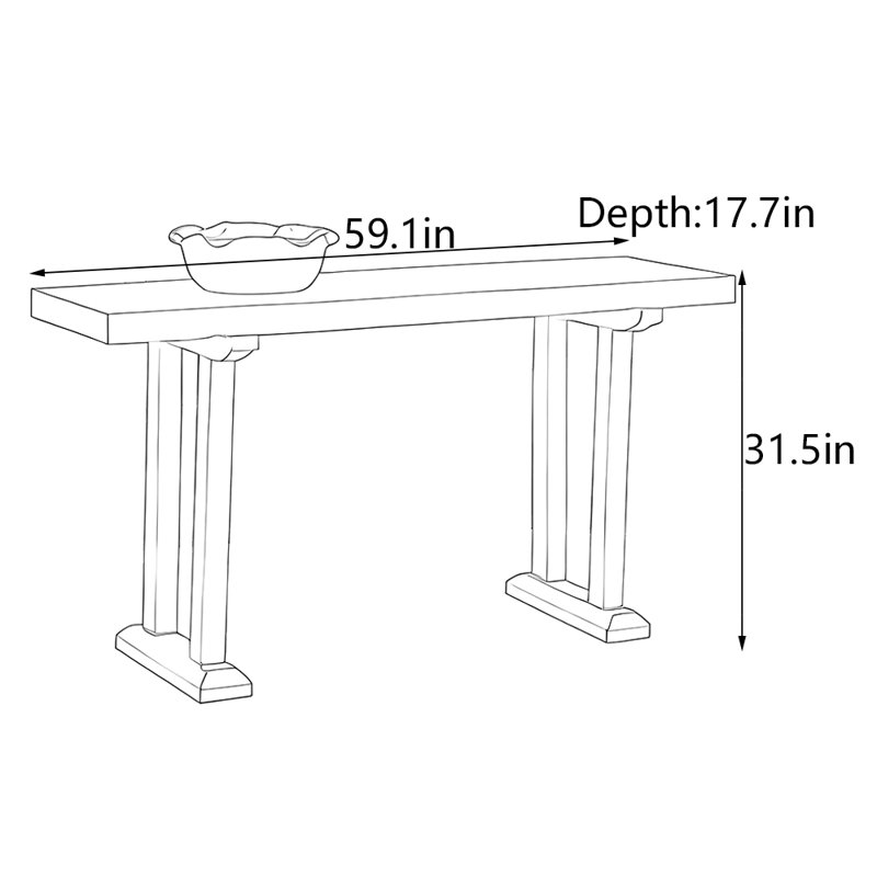 Wabi-Sabi Style Solid Camphor Wood Console Table