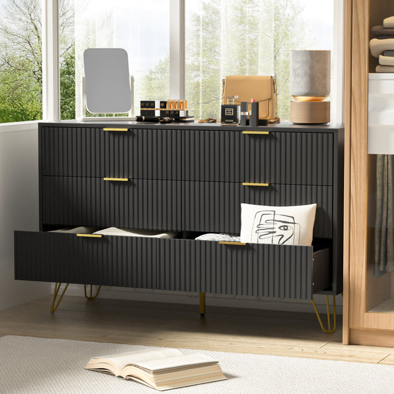Commode 6 tiroirs Sybrand, Noir, noir, noir, noir