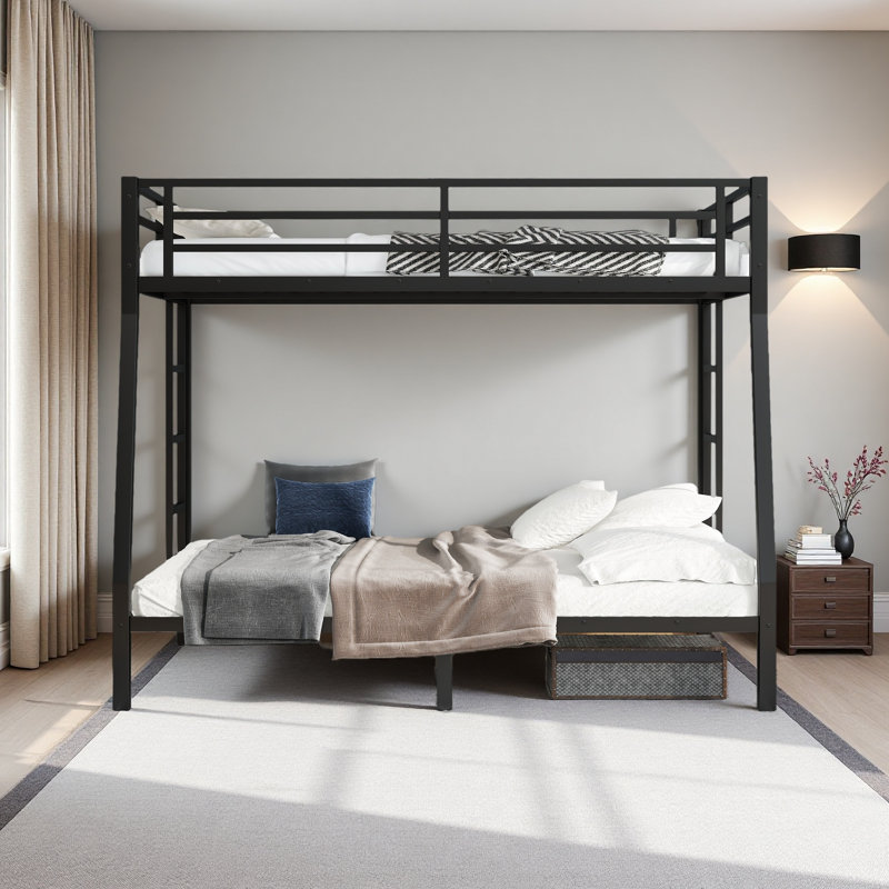 Lit superposé au-dessus de grand lit double en métal pour les adolescents et les adultes, peu encombrant / sans bruit de sommier