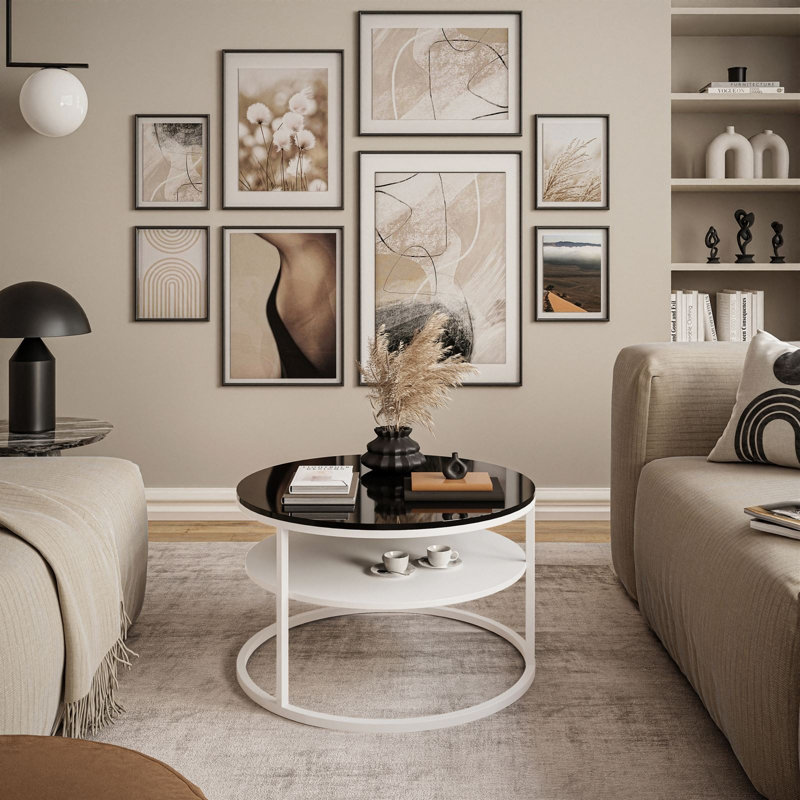 Guarascio Coffee Table with Storage, 49" H x 70" L x 70" W, Black, White