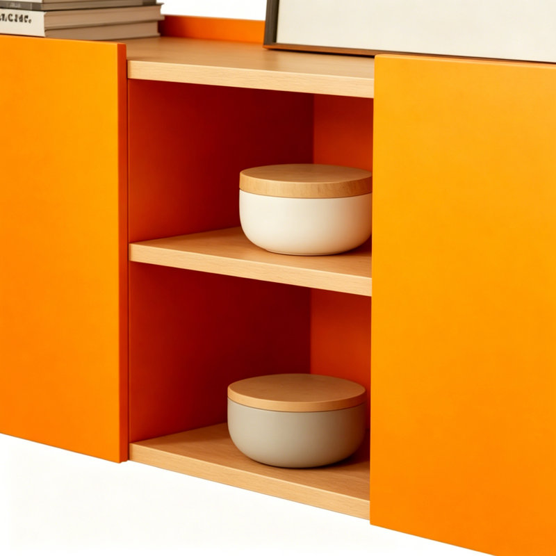 Meuble télé italien avec rangement minimaliste, Orange