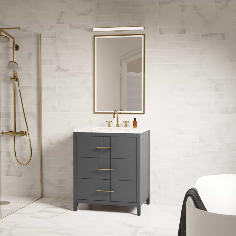 30 in. Single Vanity, Black, Gold
