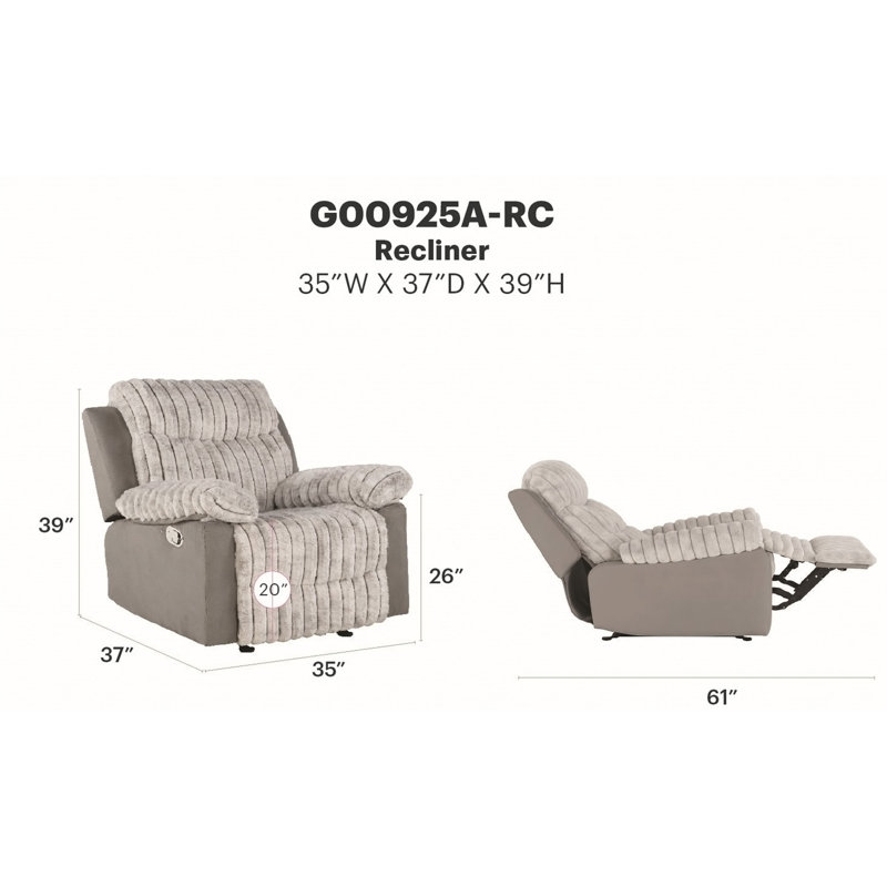 Fauteuil inclinable avec ceinture à DEL gris, Gris rembourré