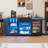 Large Wine Bar And Liquor Coffee Cabinet With Fridge Space, Led Lights, Charging Station, Glass Holder, Wine Racks & Drawer, Mini Fridge Cabinet Sideboard Buffet For Kitchen, Dining Room, Living Room