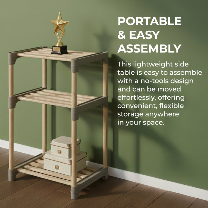 Modular Wood 3-Tier Bed/Sofa Side Table