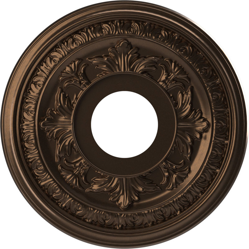 Médaillon de plafond en PVC thermoformé Baltimore, Laiton antique métallique, H 19 po x l 19 po x P 1 po