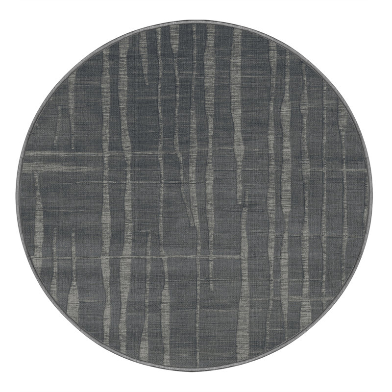 Tapis abstrait gris lavable à la machine, Rond 6 pi