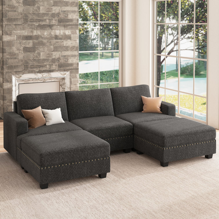 Anureet U Shaped Modular Sectional Sofa with Storage Ottman