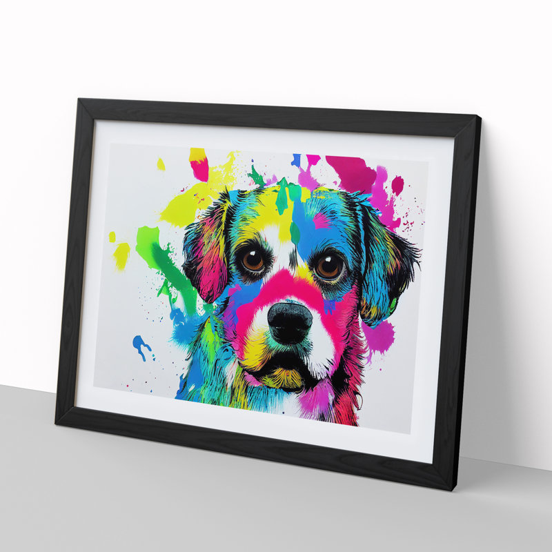 Dog Splash Vol.2 Abstract - Single Picture Frame Print, 46cm H x 64cm W, Black
