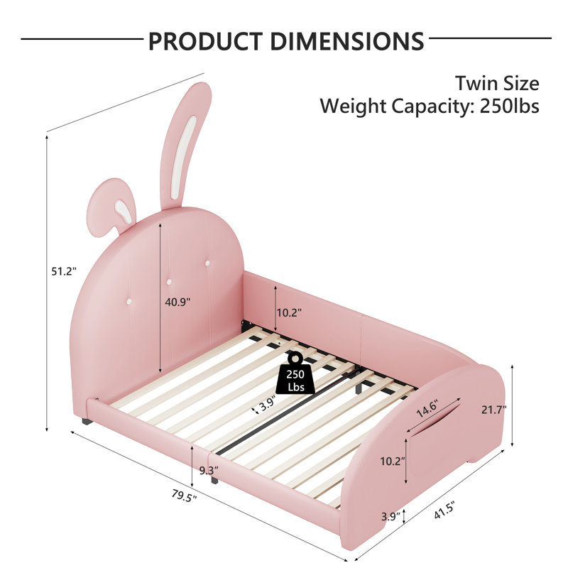 Lit plateforme tapissier simple avec tête de lit et lit rose durable, Rose