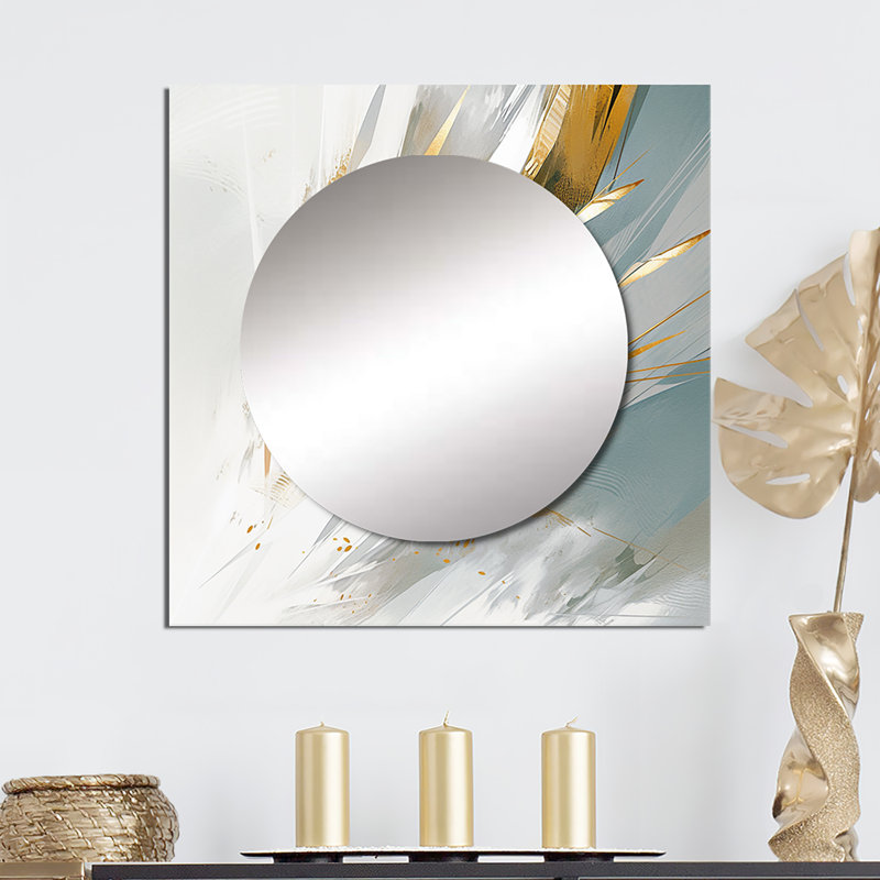 Derrek - miroir carré cubique en mosaïque or et crème, 23 po x 23 po