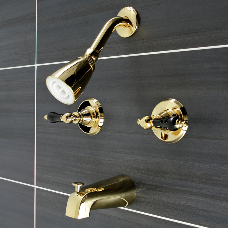Kingston Brass Duchess Double-Handle Tub and Shower Faucet, Polished Brass