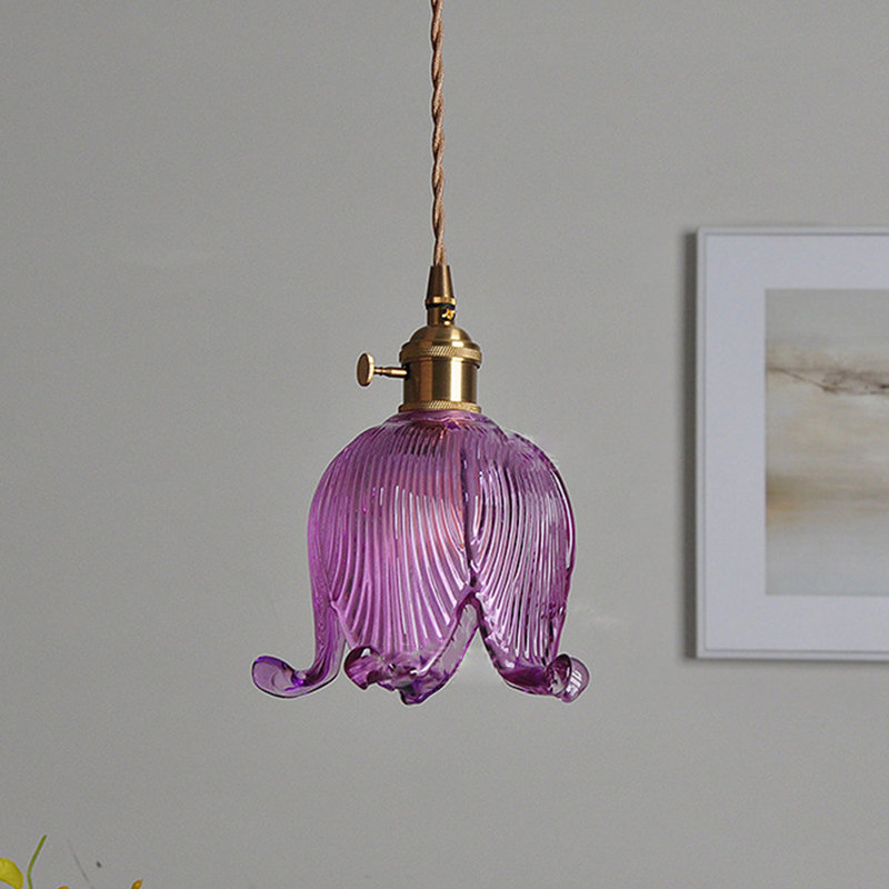Haylea 1 - Light Brass Unique/Statement Pendant, Purple