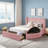 Pink Velvet Upholstered Queen Bed - Wingback Headboard, 1 Big Drawer + 2 Side Storage Stools-719340770
