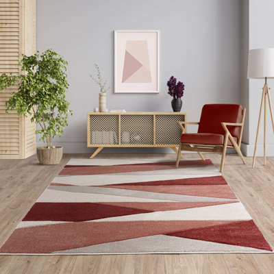 Ceion Segment Orange/Beige Area Rug