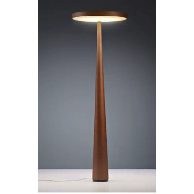  Lampe sur pied intérieure / extérieure Harmonia avec abat-jour en bois brun, design architectural en métal et en acrylique