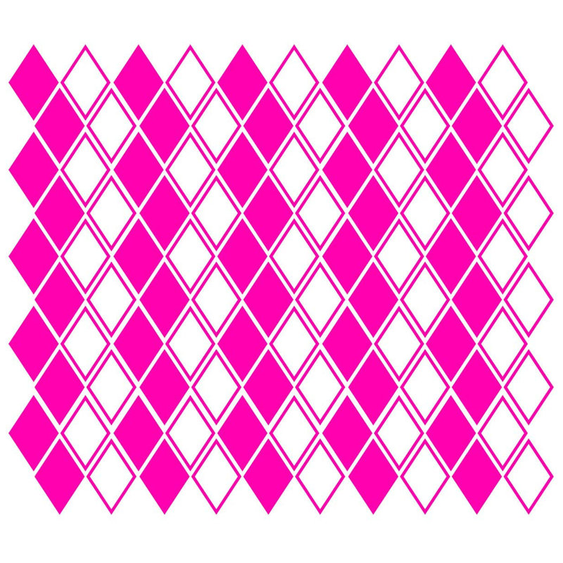Adhésif décoratif losanges, H 4 po x l 2,5 po x P 0,6 po, Rose vif