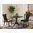 5 Piece Kitchen Table Set for 4 Includes a Round Dining Room Table with Dropleaf and 4 Black Linen Fabric Upholstered Chairs, Black-2045115398-2045115403