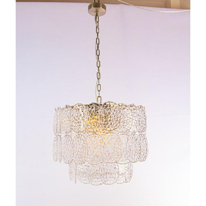 Lustre suspendu en verre Light Valere, Cognac, Nickel satiné, 16 po de largeur x 16 po de profondeur x 11 po de 