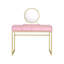 Bureau de coiffeuse à finition rose et or avec miroir et plateau à bijoux Coleen