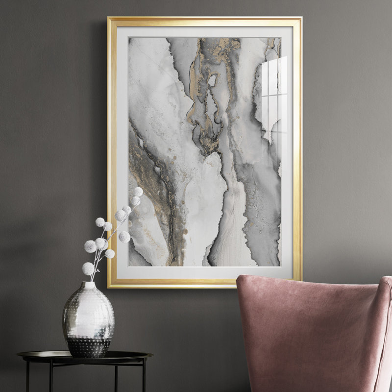 «Abstract Ink Fantasy III» - reproduction de cadre photo, H 36,5 po x l 26,5 po x P 1 po, Cadre doré