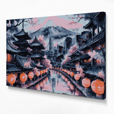 Art mural sur toile avec villes grises, Japon