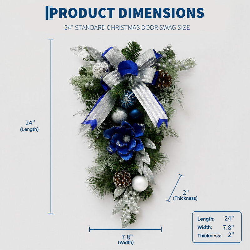 Guirlande lumineuse de Noël en forme de larme de 61 cm (24 po) avec minuterie et lumières DEL