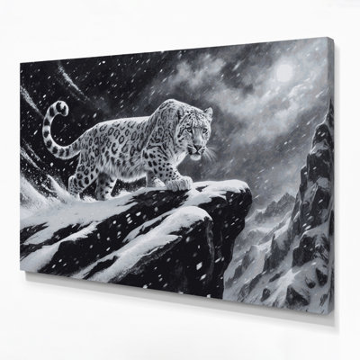 Faune, neige, léopard gris, art mural sur toile