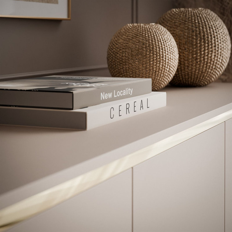 140cm Sideboard, Angled gold legs, withoud LED