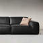 Causeuse-coussin modulable noire en cuir véritable-1112065583
